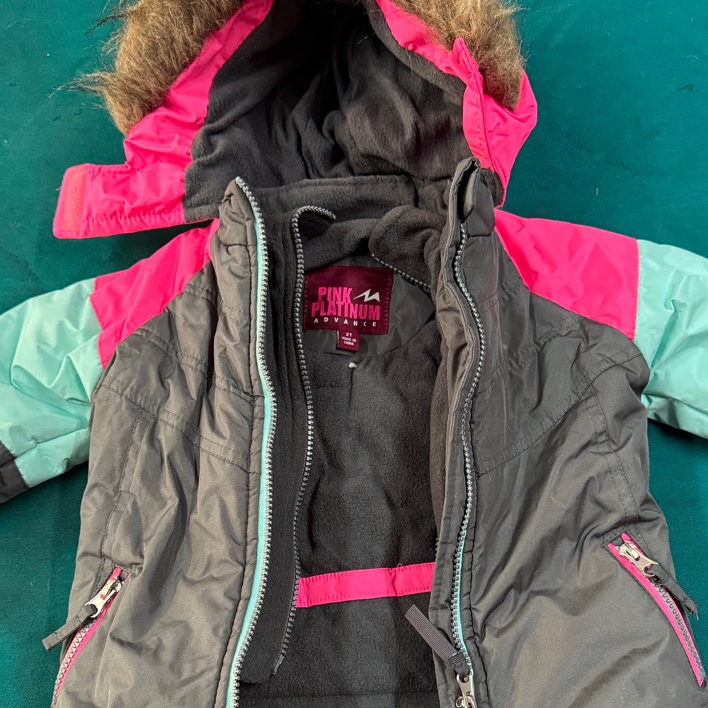 Pink Platinum Hooded Jacket with Pink and Teal Accents